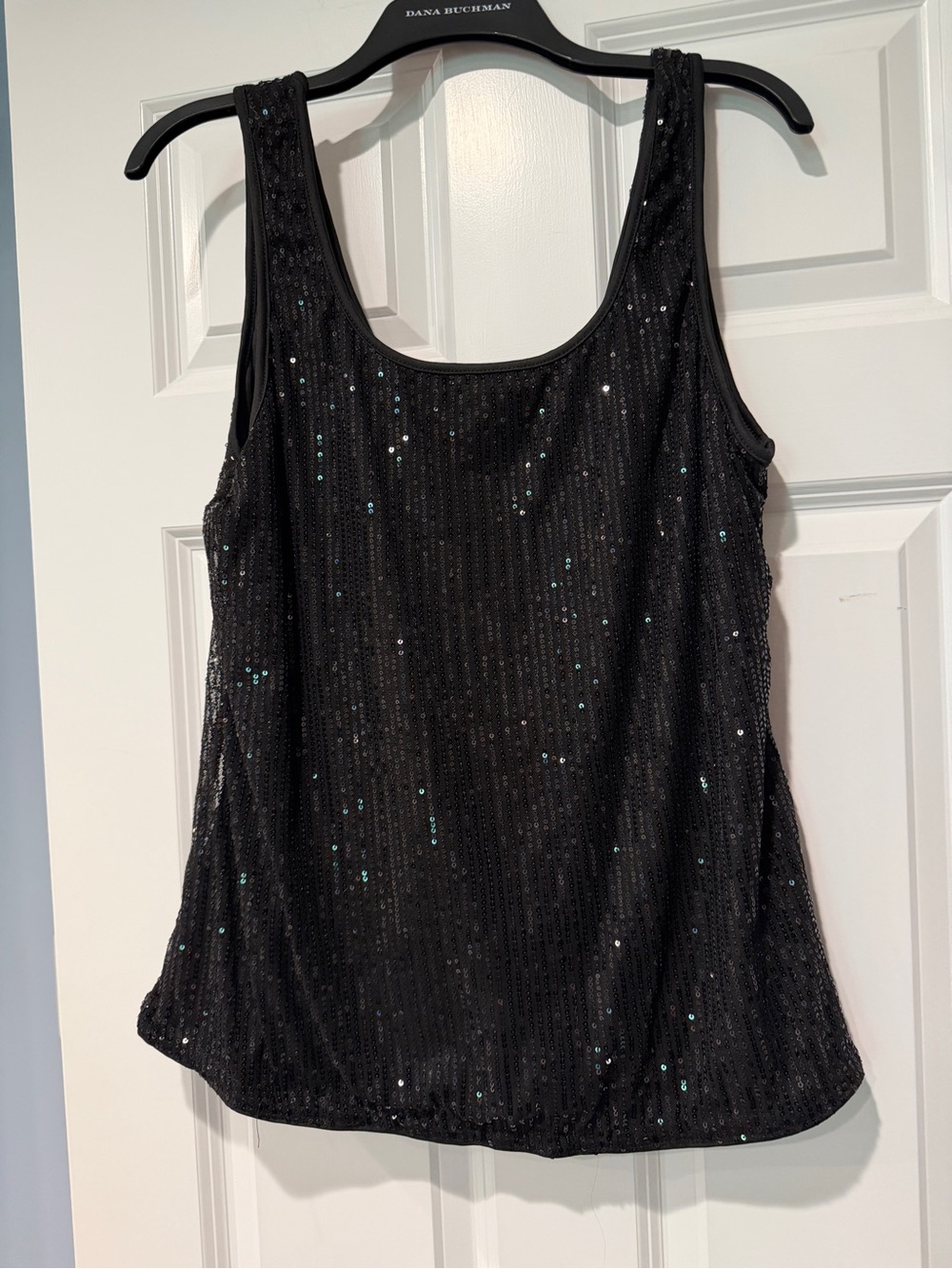Black Sequin Scoop Neck Tank Top - Women's Evening Shell
